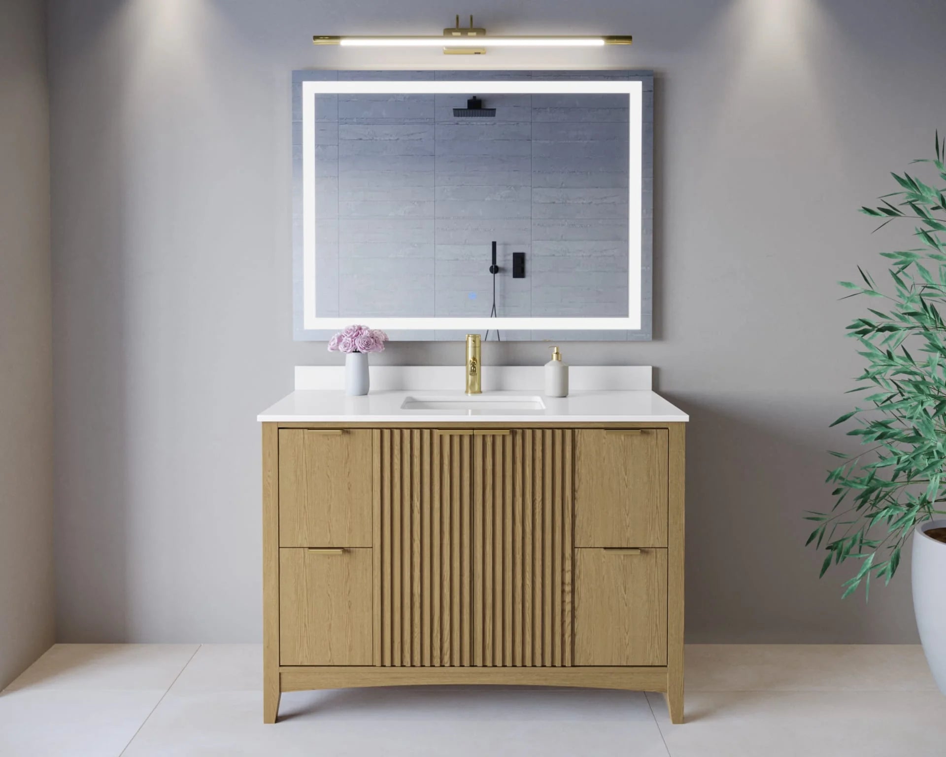 Palmilla Bathroom Vanity with Countertop Single Sink Single hole Faucet Setup