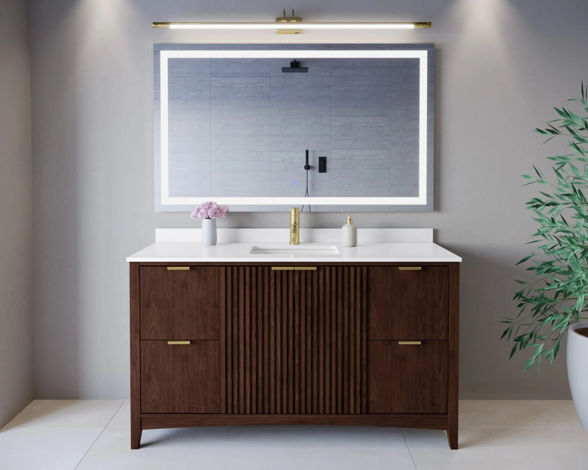 Palmilla Bathroom Vanity with Countertop Single Sink Single hole Faucet Setup