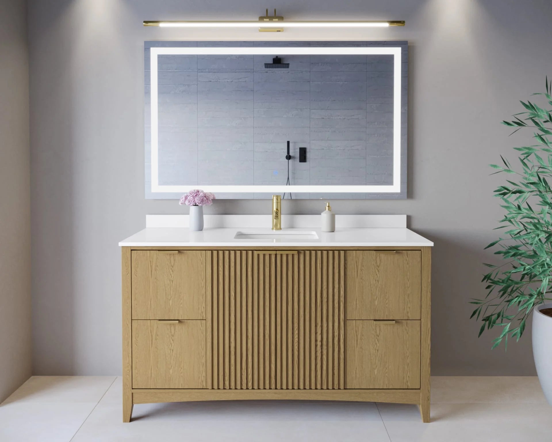 Palmilla Bathroom Vanity with Countertop Single Sink Single hole Faucet Setup