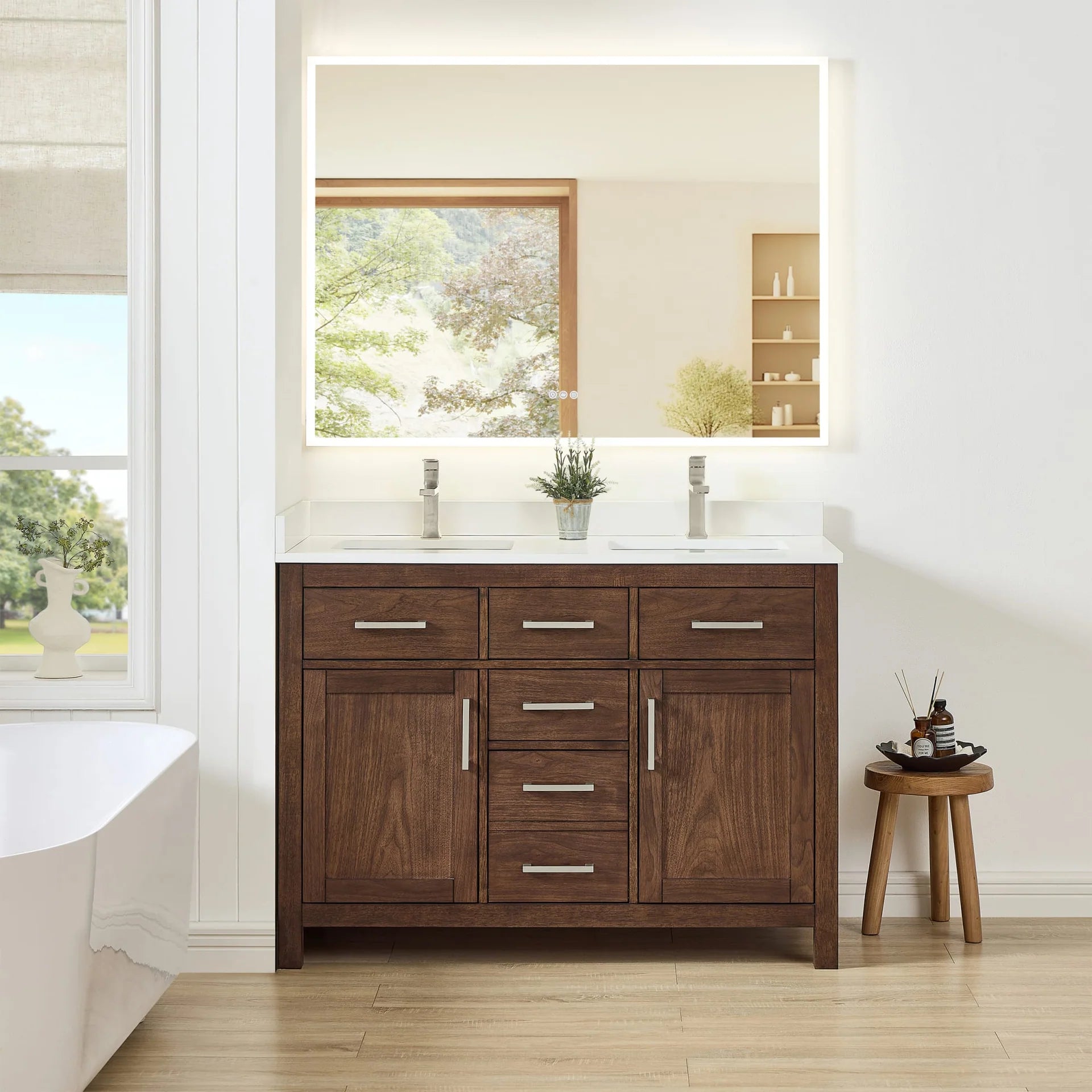 Beckett Bathroom Vanity with Countertop Double Sink Single hole Faucet Setup