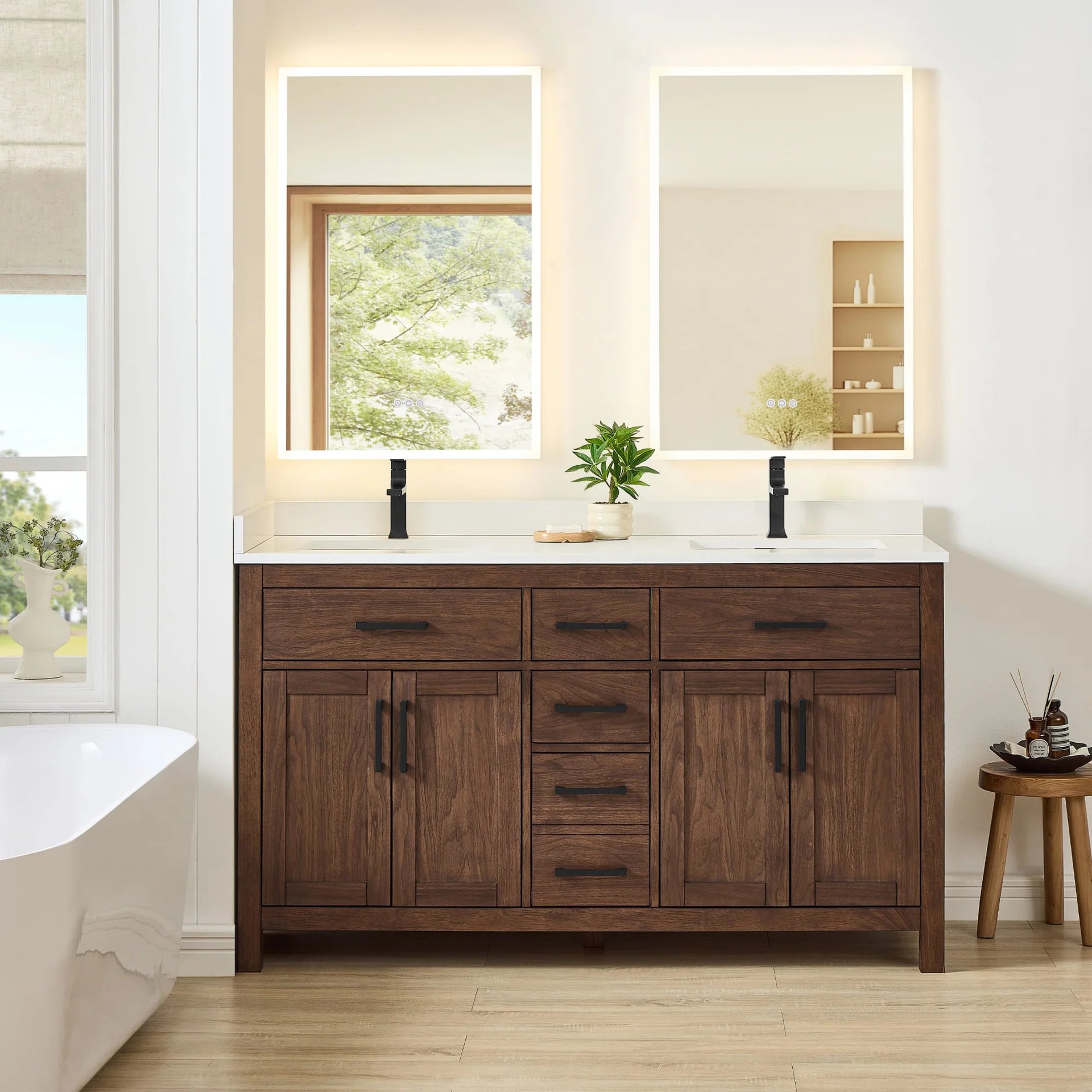 Beckett Bathroom Vanity with Countertop Double Sink Single hole Faucet Setup
