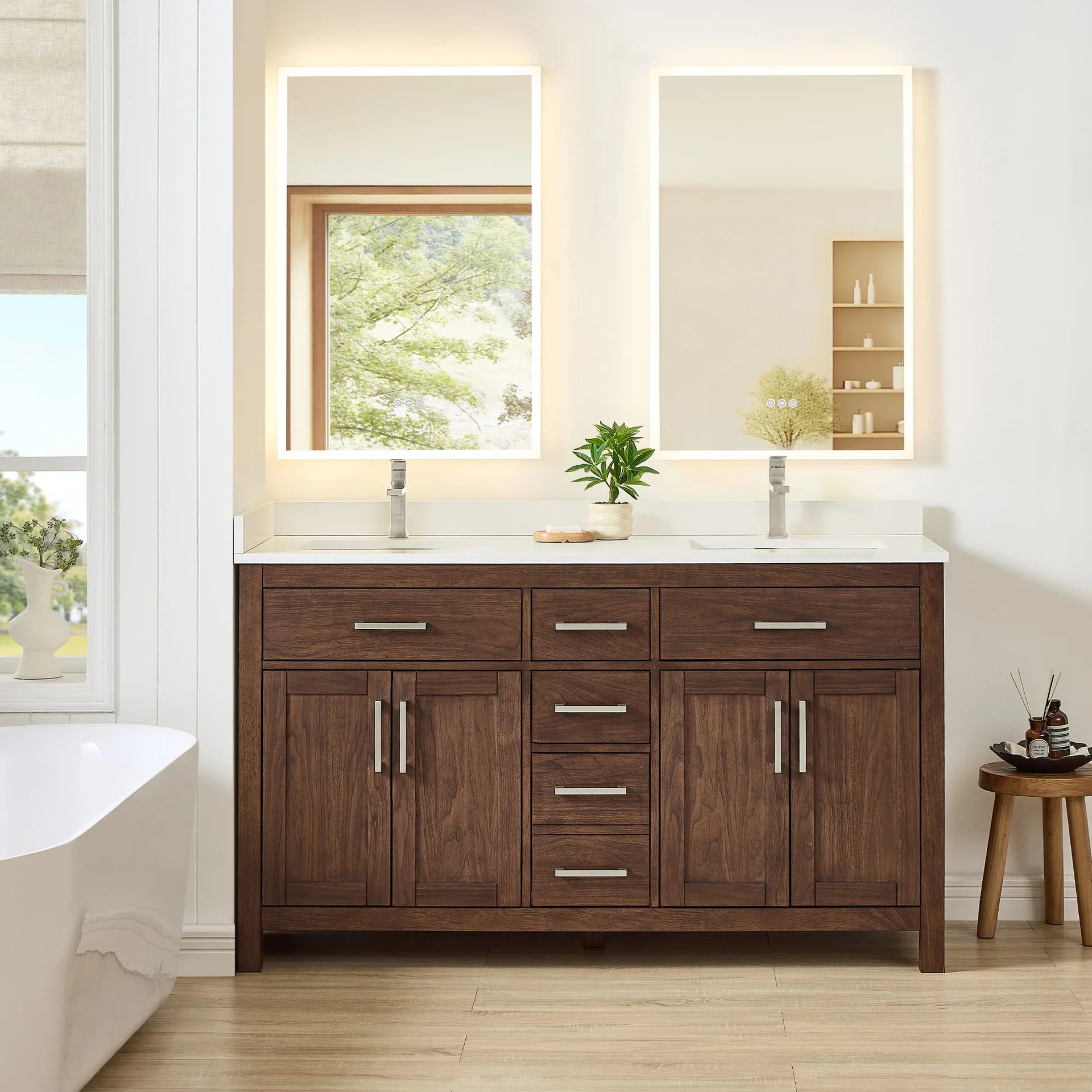 Beckett Bathroom Vanity with Countertop Double Sink Single hole Faucet Setup