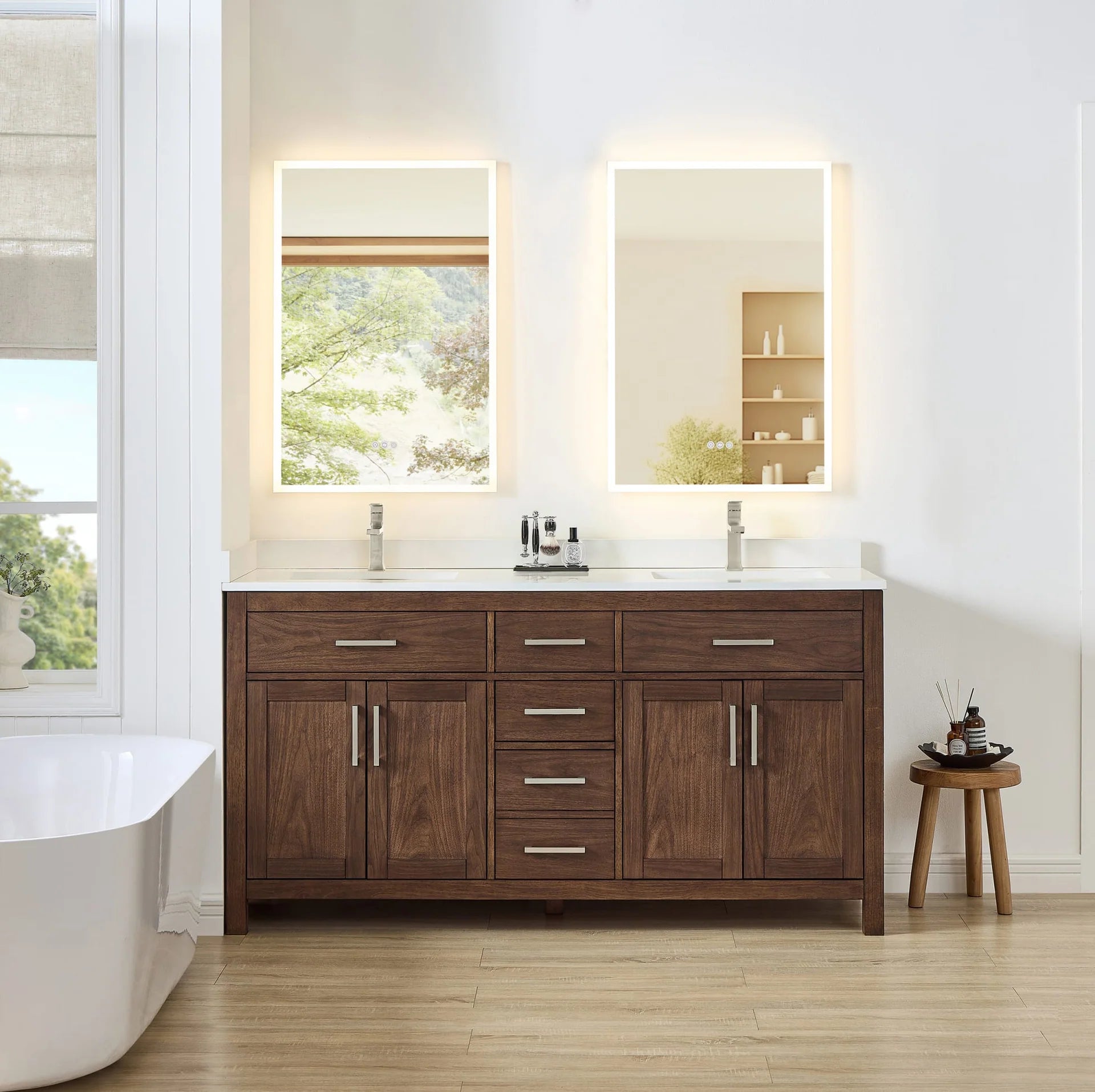 Beckett Bathroom Vanity with Countertop Double Sink Single hole Faucet Setup