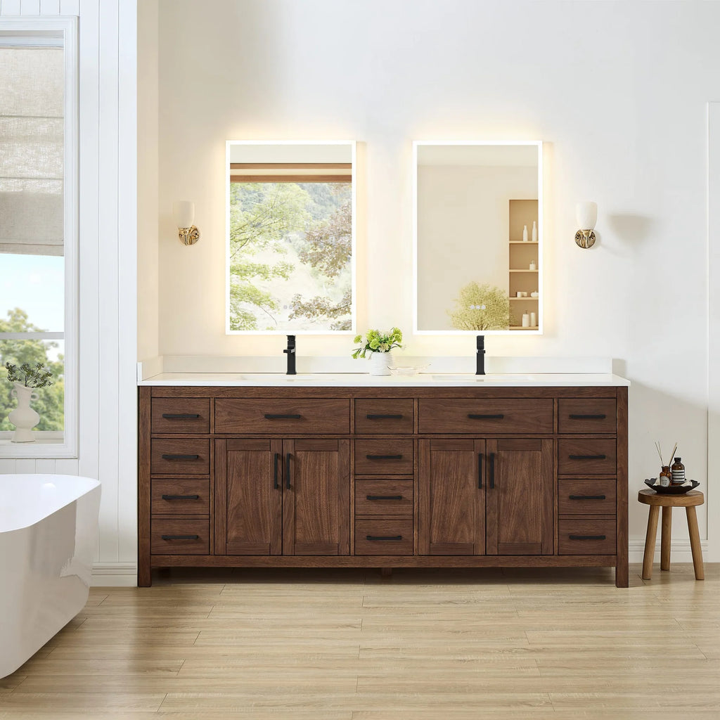 Beckett Bathroom Vanity with Countertop Double Sink Single hole Faucet Setup