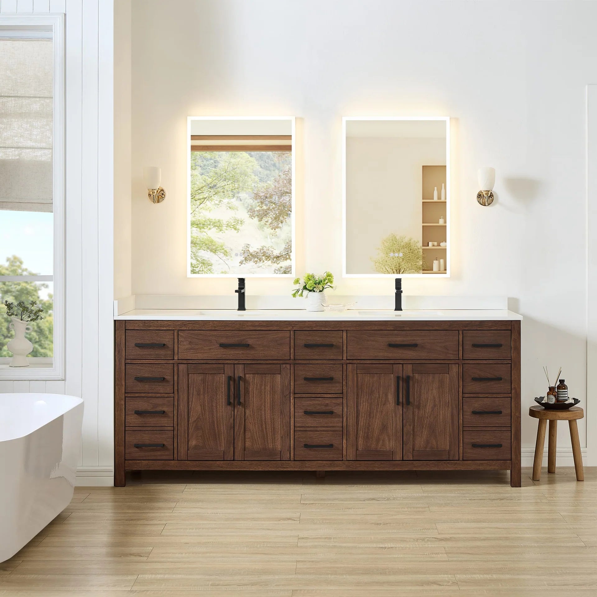 Beckett Bathroom Vanity with Countertop Double Sink Single hole Faucet Setup