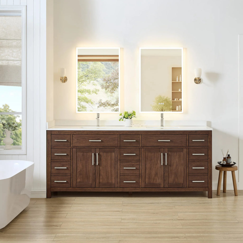 Beckett Bathroom Vanity with Countertop Double Sink Single hole Faucet Setup