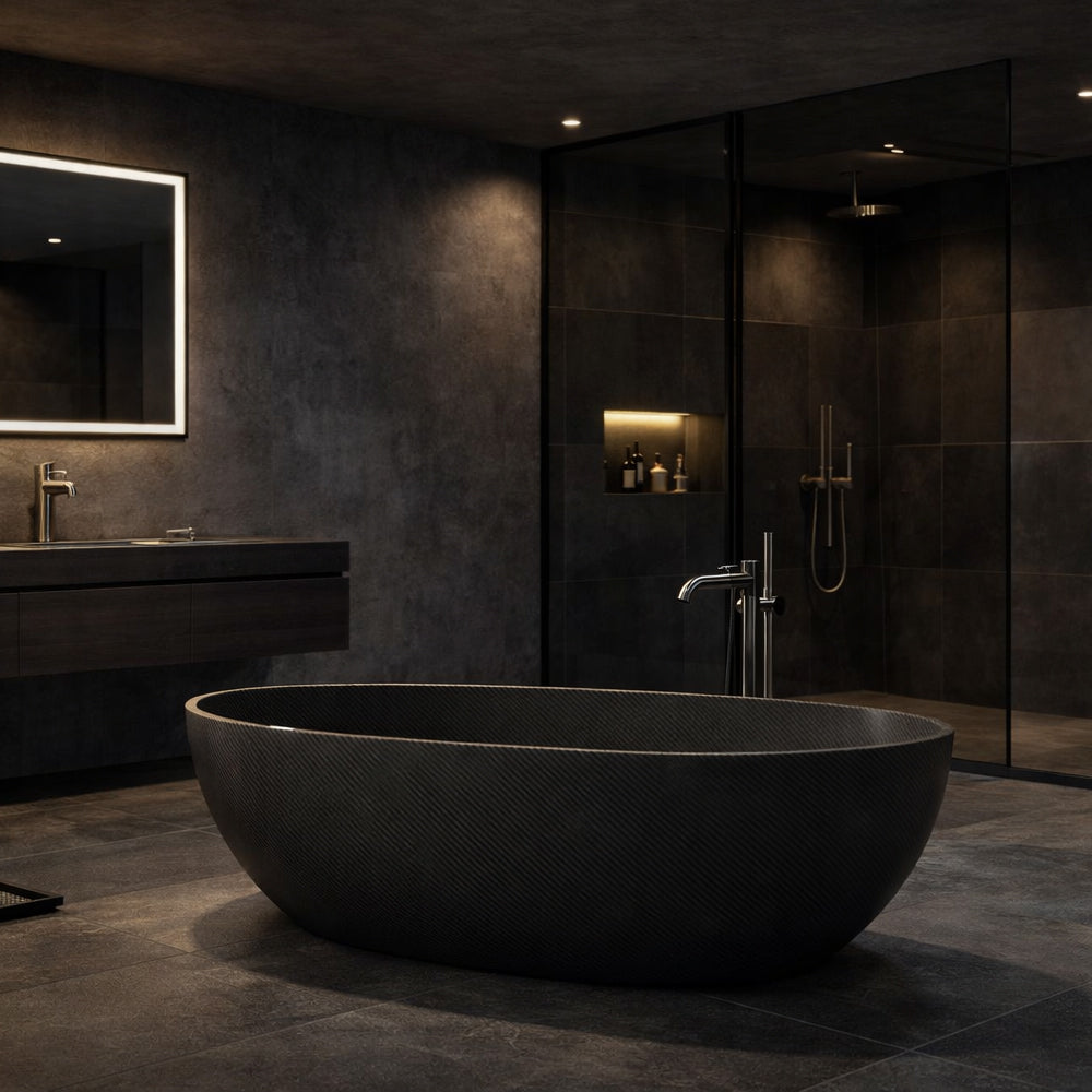 Soren 67-Inch Carbon Fiber Freestanding Soaking Bathtub