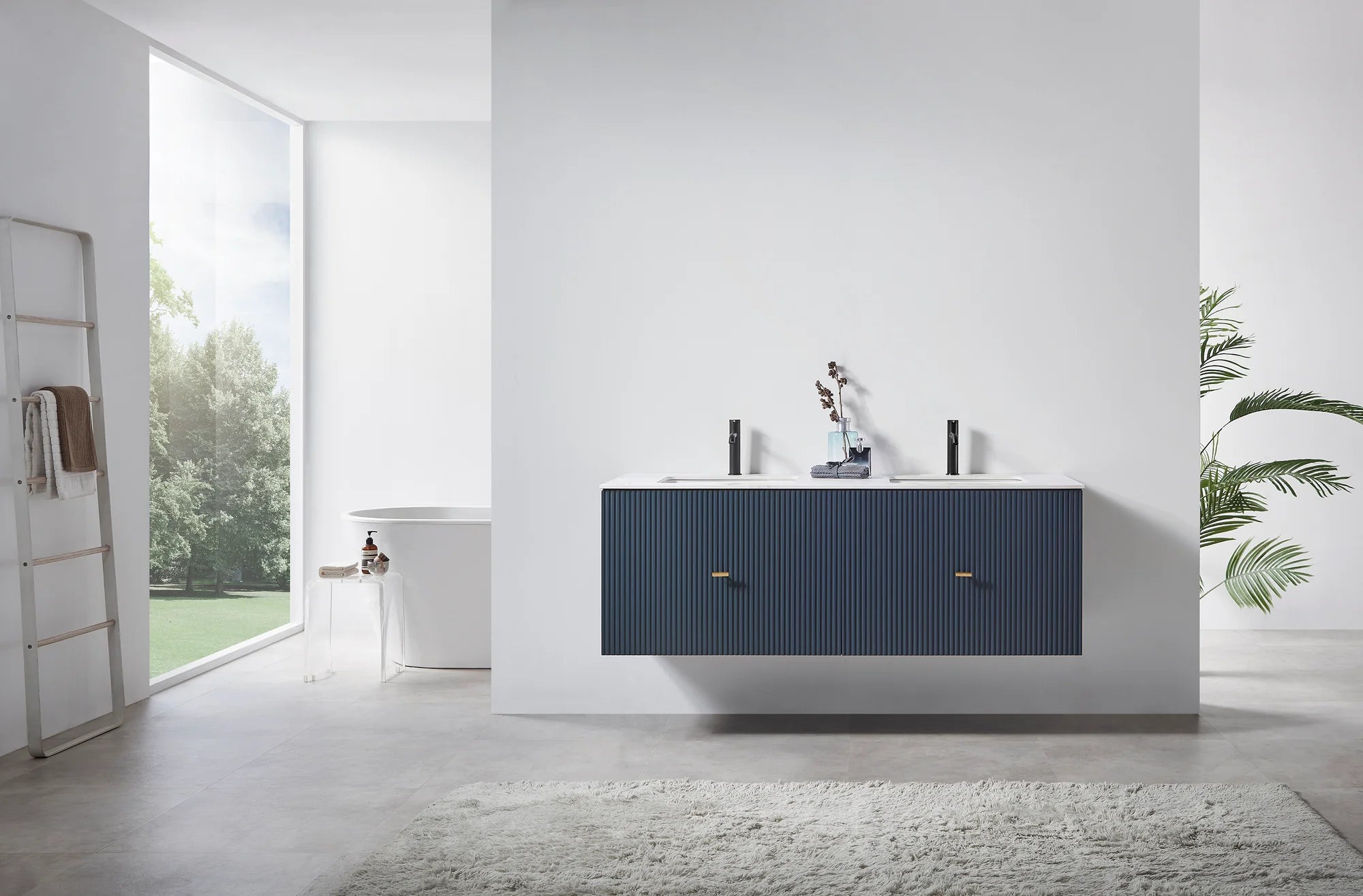 BARCELONA 60” DOUBLE WALL MOUNT MODERN BATHROOM VANITY