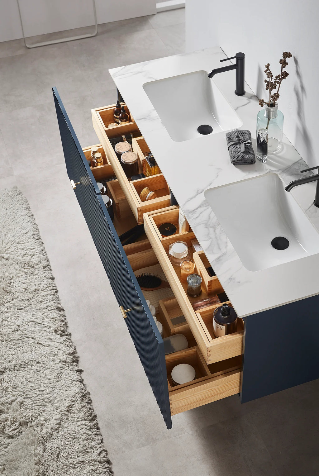 BARCELONA 60” DOUBLE WALL MOUNT MODERN BATHROOM VANITY