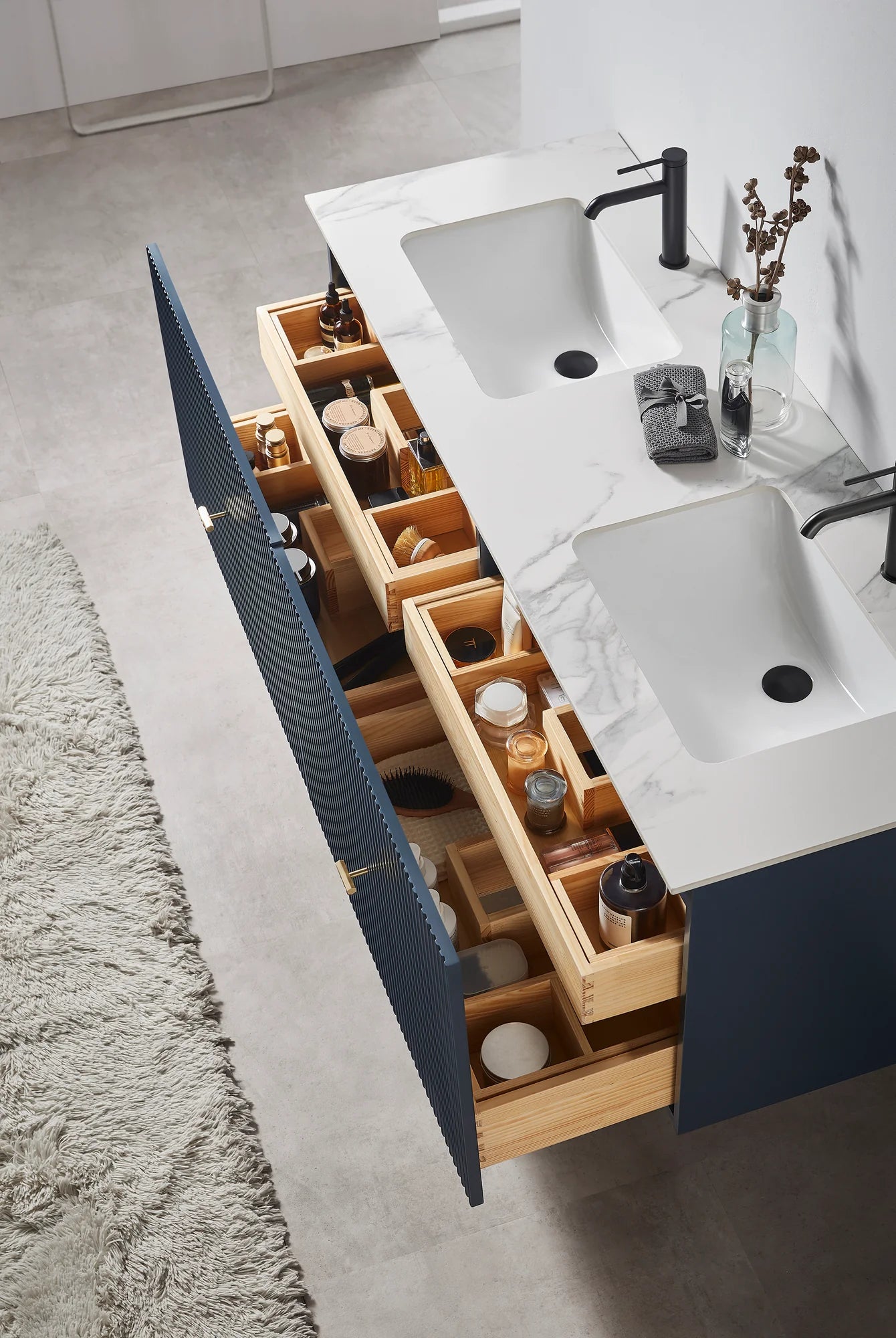 BARCELONA 60” DOUBLE WALL MOUNT MODERN BATHROOM VANITY