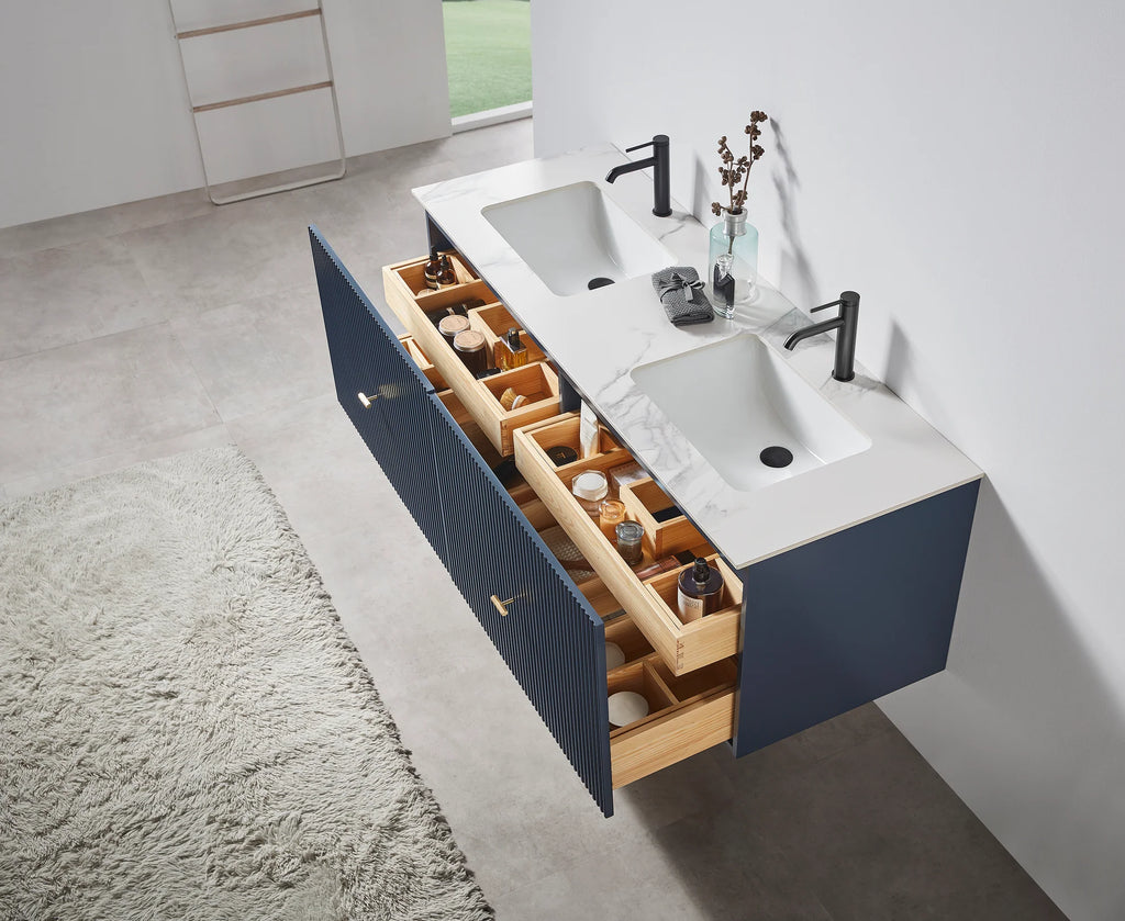 BARCELONA 60” DOUBLE WALL MOUNT MODERN BATHROOM VANITY