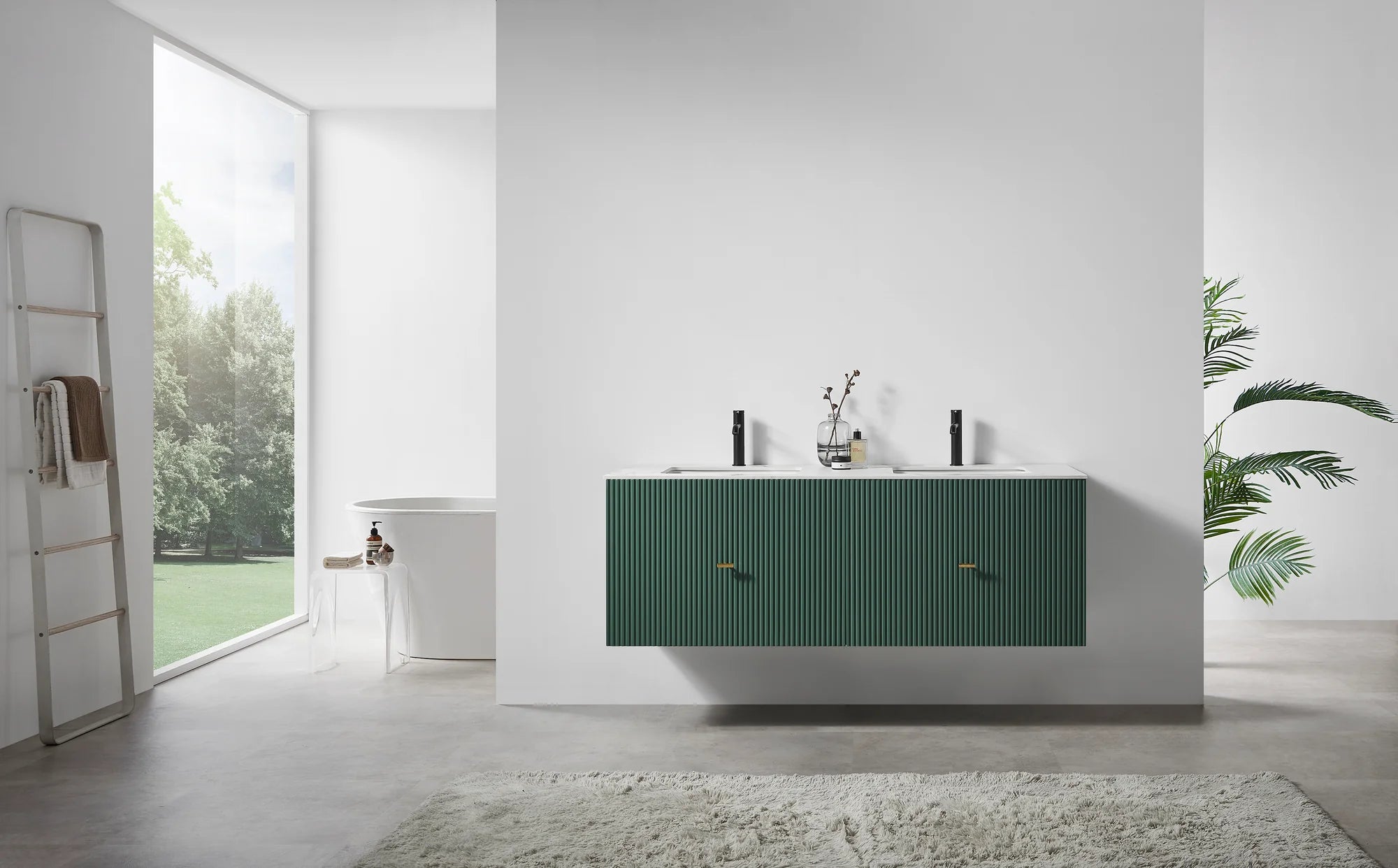 BARCELONA 60” DOUBLE WALL MOUNT MODERN BATHROOM VANITY