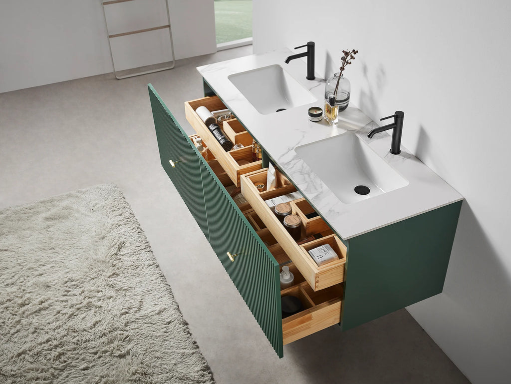 BARCELONA 60” DOUBLE WALL MOUNT MODERN BATHROOM VANITY