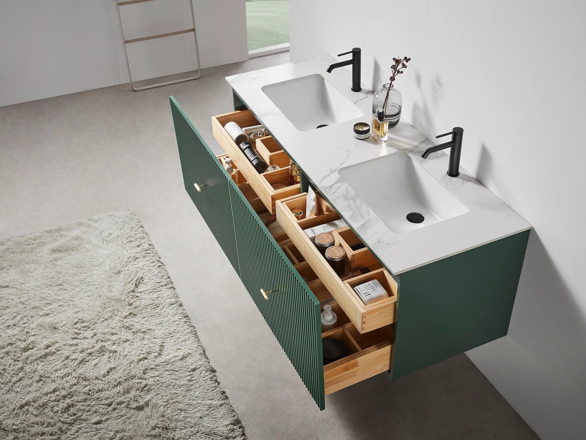 BARCELONA 60” DOUBLE WALL MOUNT MODERN BATHROOM VANITY