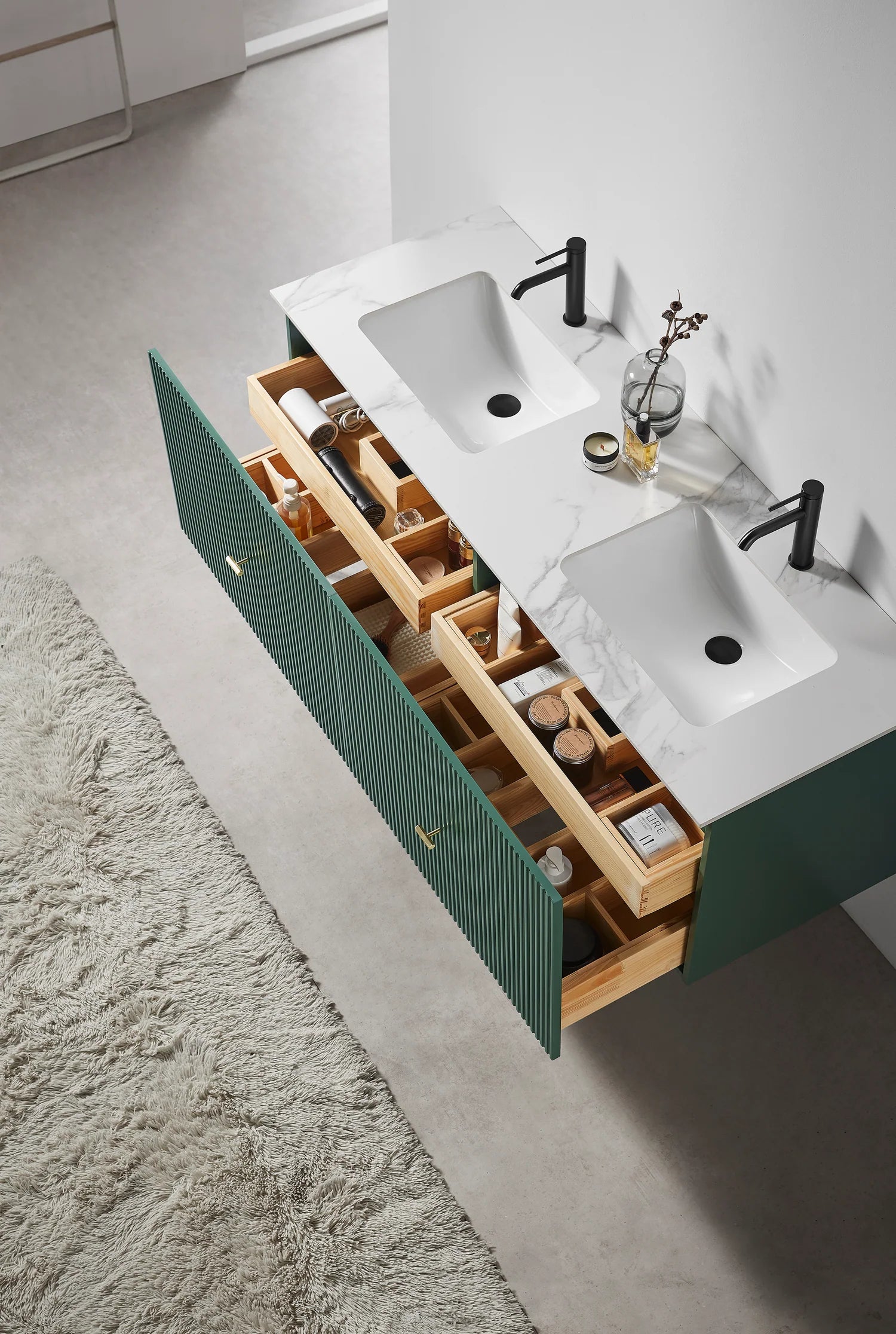 BARCELONA 60” DOUBLE WALL MOUNT MODERN BATHROOM VANITY