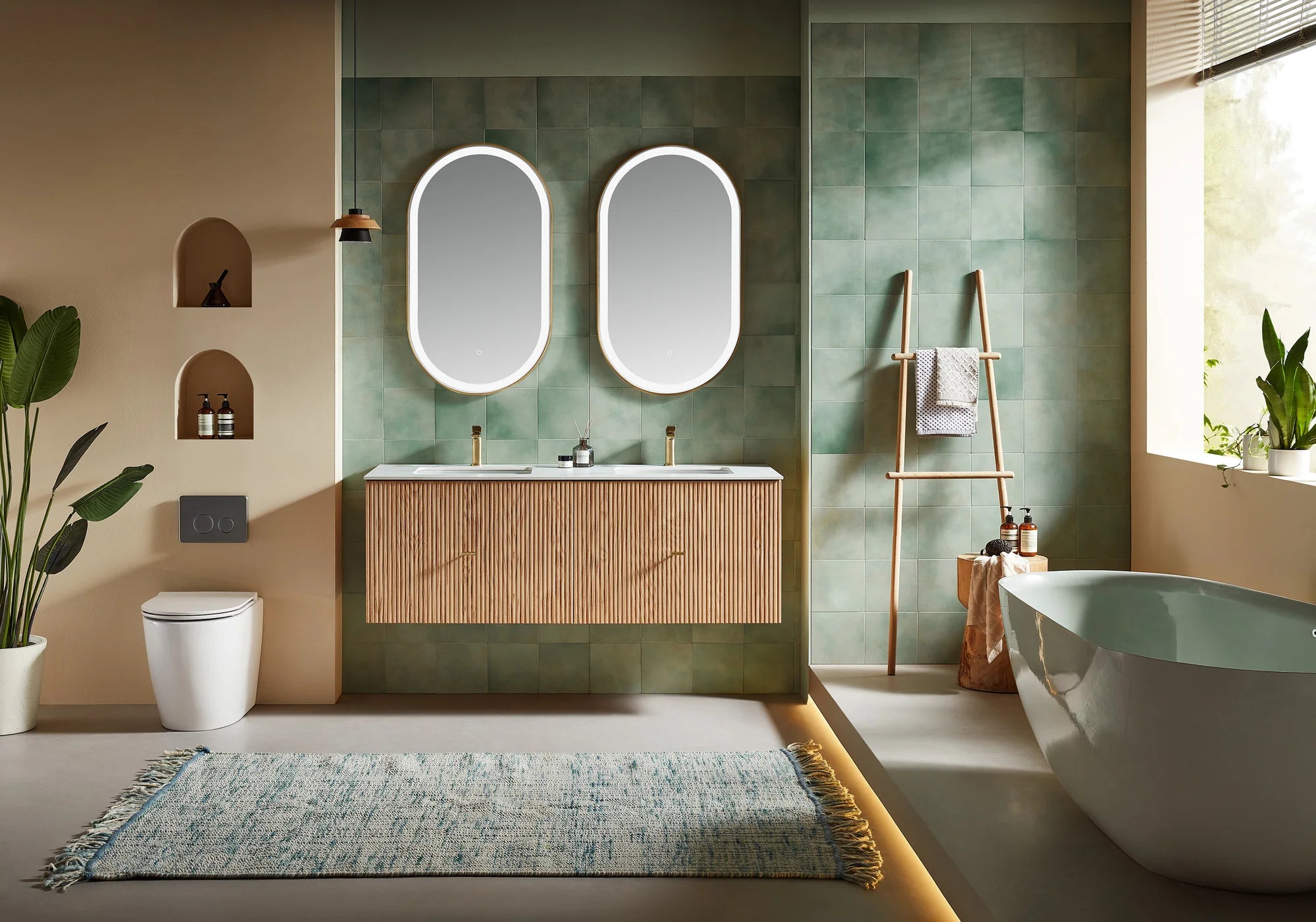 BARCELONA 60” DOUBLE WALL MOUNT MODERN BATHROOM VANITY