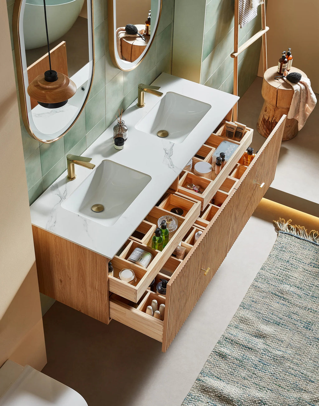 BARCELONA 60” DOUBLE WALL MOUNT MODERN BATHROOM VANITY