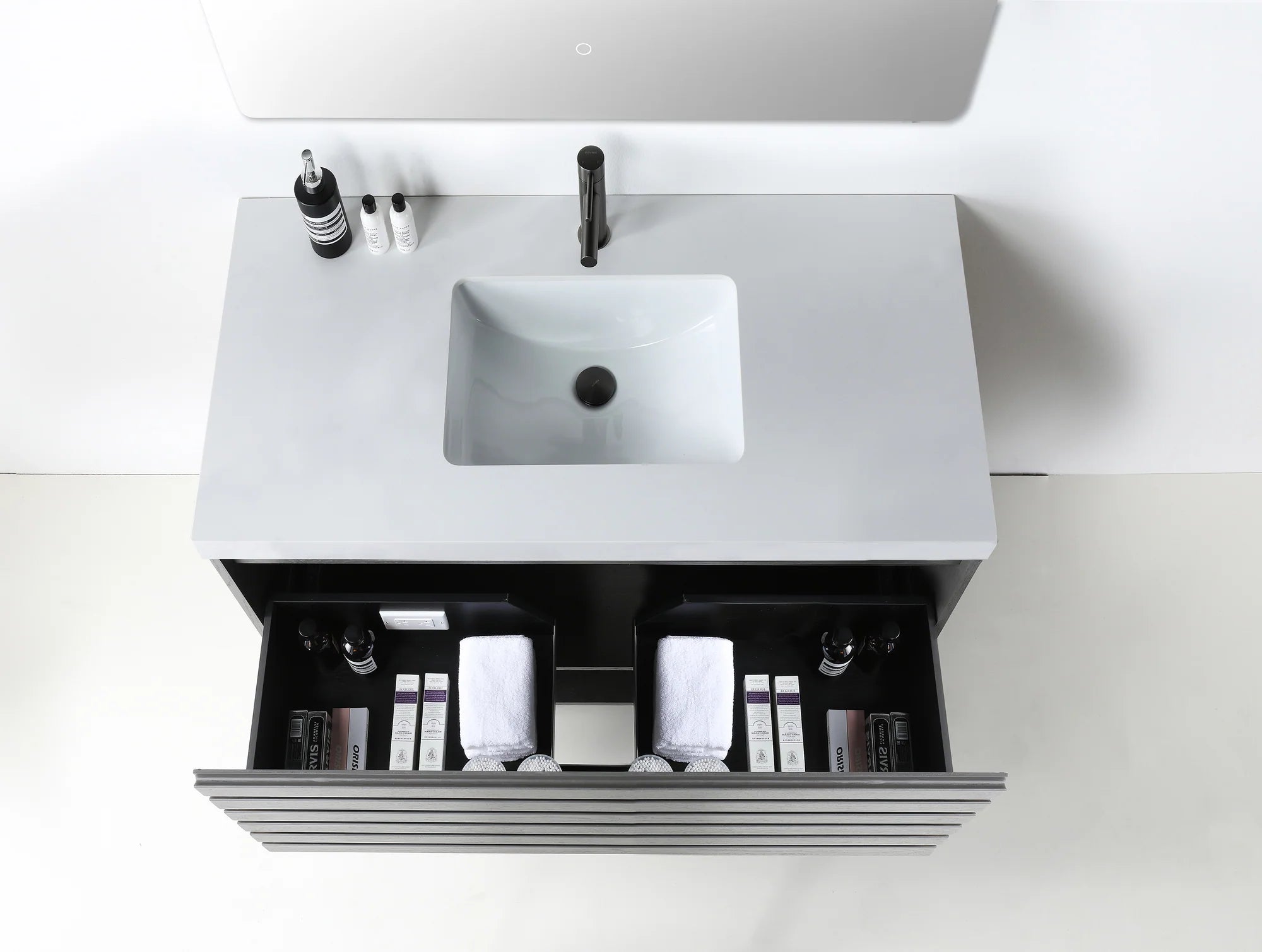 MATERA SINGLE CHARCOAL WALL MOUNT MODERN BATHROOM VANITY