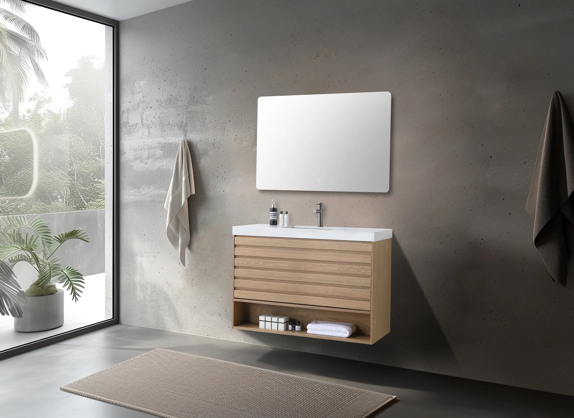 MATERA SINGLE CHARCOAL WALL MOUNT MODERN BATHROOM VANITY