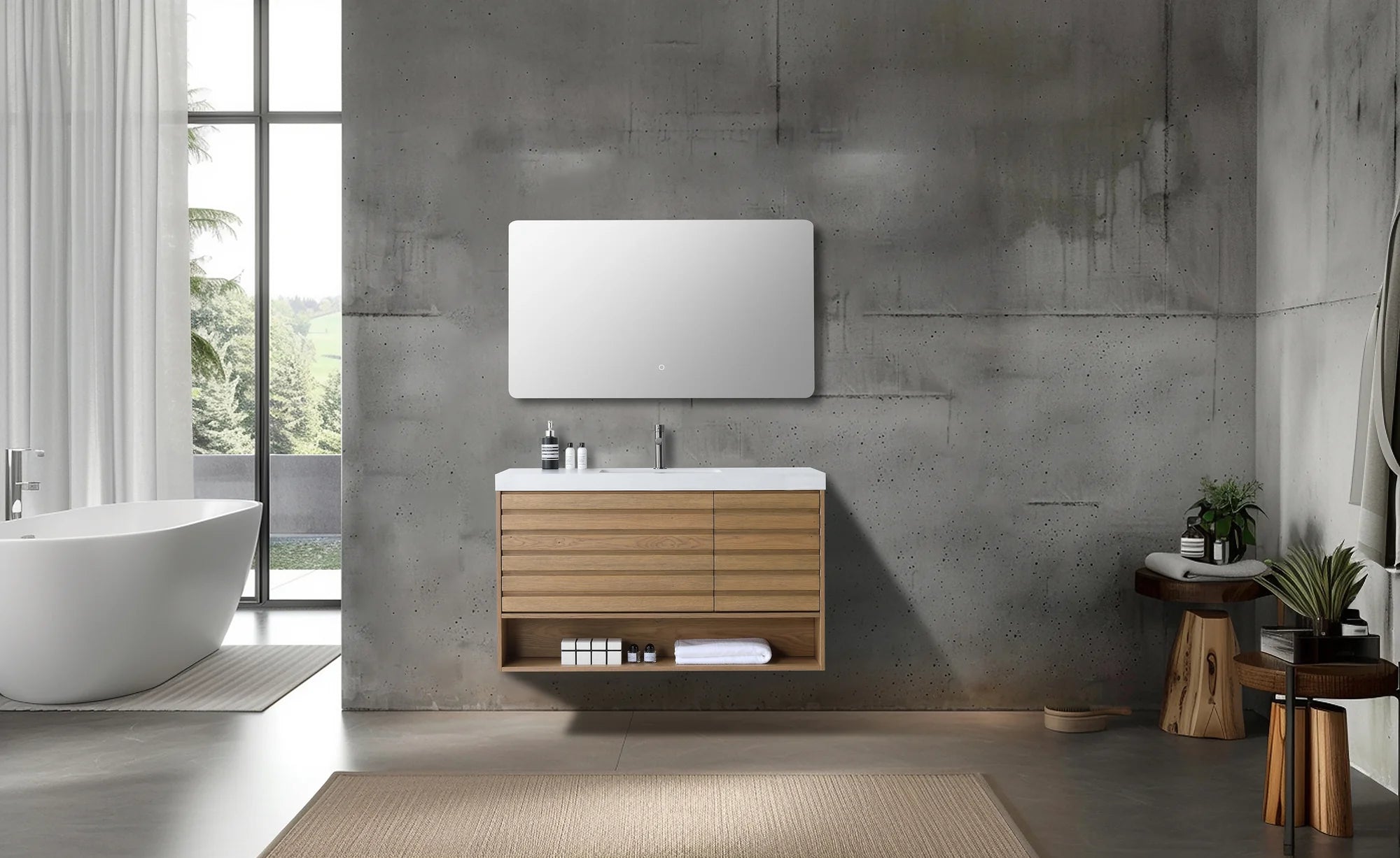 MATERA SINGLE CHARCOAL WALL MOUNT MODERN BATHROOM VANITY