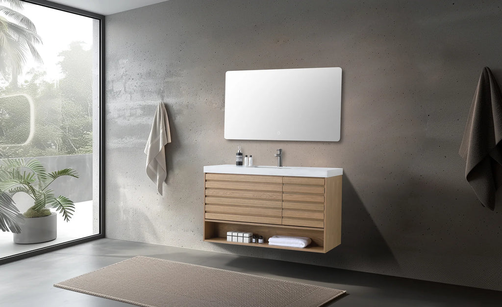 MATERA SINGLE CHARCOAL WALL MOUNT MODERN BATHROOM VANITY