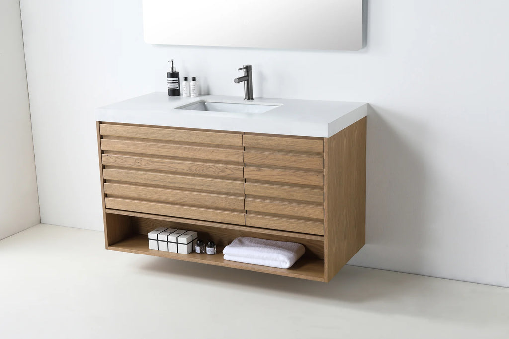 MATERA SINGLE CHARCOAL WALL MOUNT MODERN BATHROOM VANITY