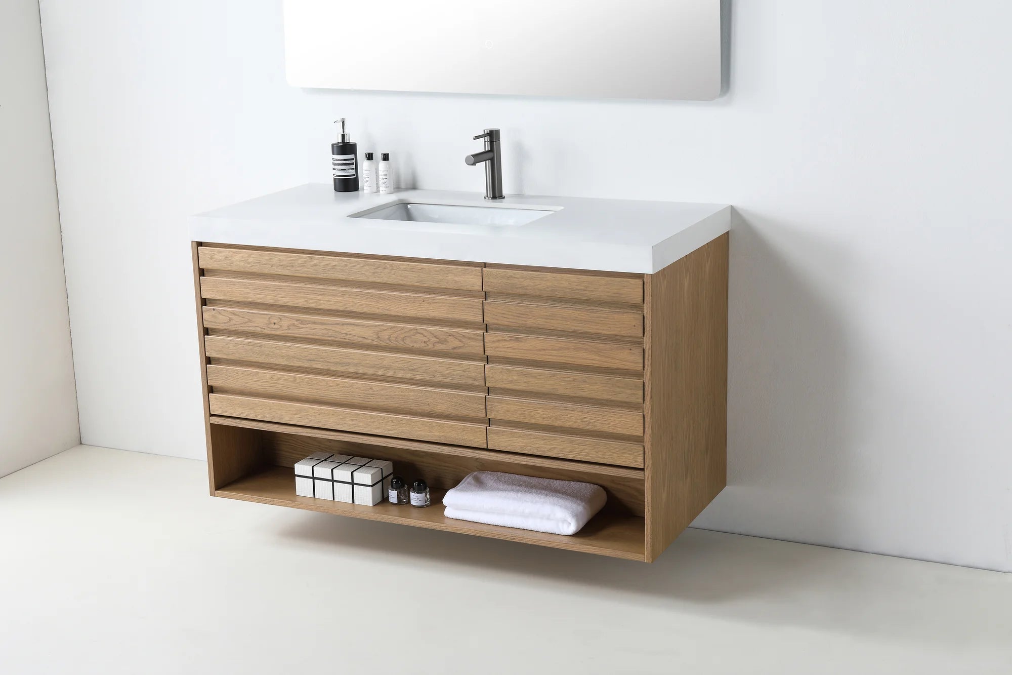 MATERA SINGLE CHARCOAL WALL MOUNT MODERN BATHROOM VANITY