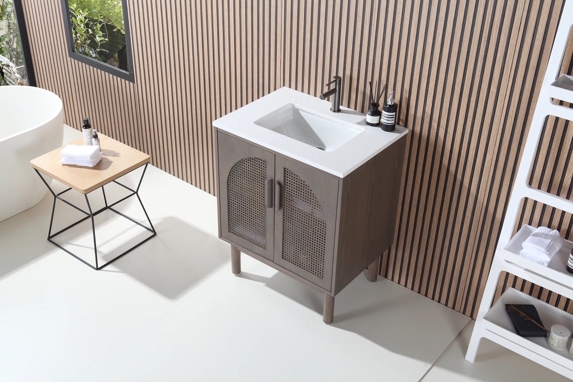 NARA SINGLE MID-CENTURY FREESTANDING BATHROOM VANITY