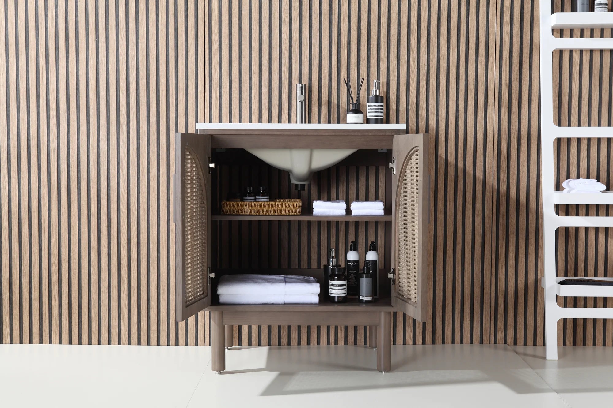 NARA SINGLE MID-CENTURY FREESTANDING BATHROOM VANITY