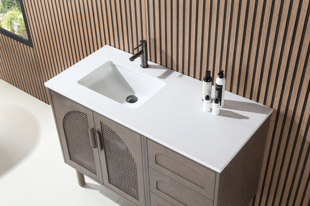 NARA SINGLE MID-CENTURY FREESTANDING BATHROOM VANITY