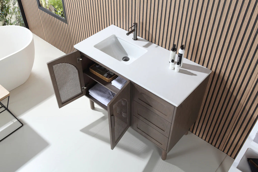 NARA SINGLE MID-CENTURY FREESTANDING BATHROOM VANITY