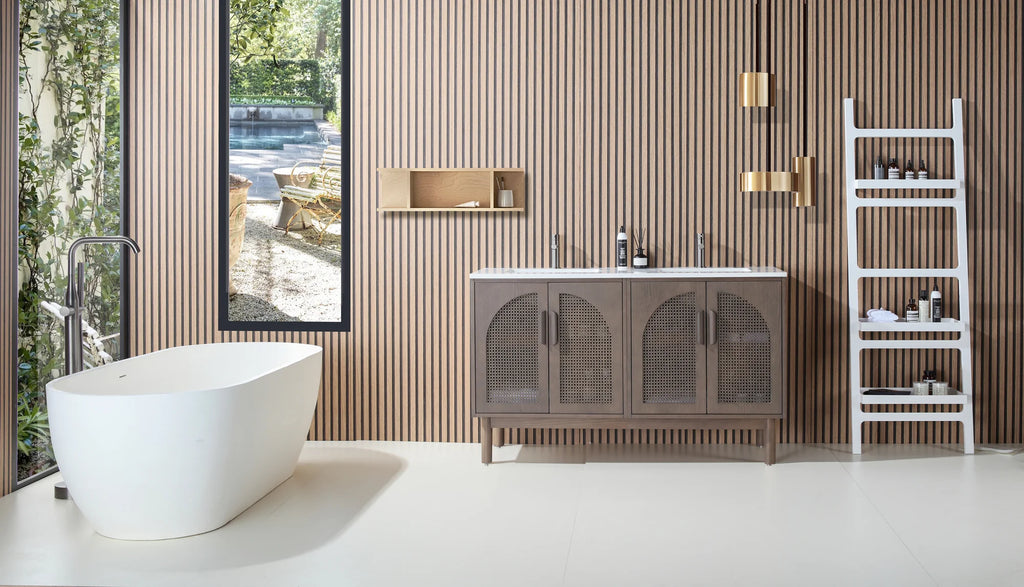 NARA DOUBLE MID-CENTURY FREESTANDING BATHROOM VANITY