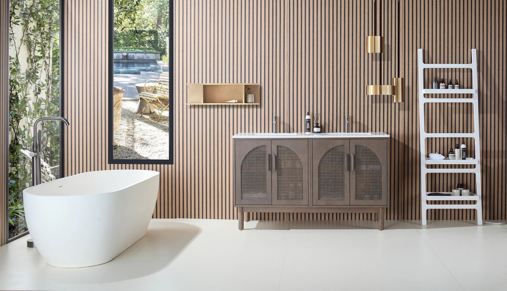 NARA DOUBLE MID-CENTURY FREESTANDING BATHROOM VANITY