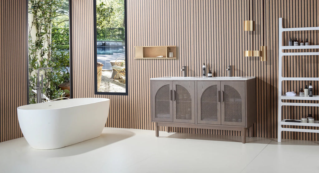 NARA DOUBLE MID-CENTURY FREESTANDING BATHROOM VANITY