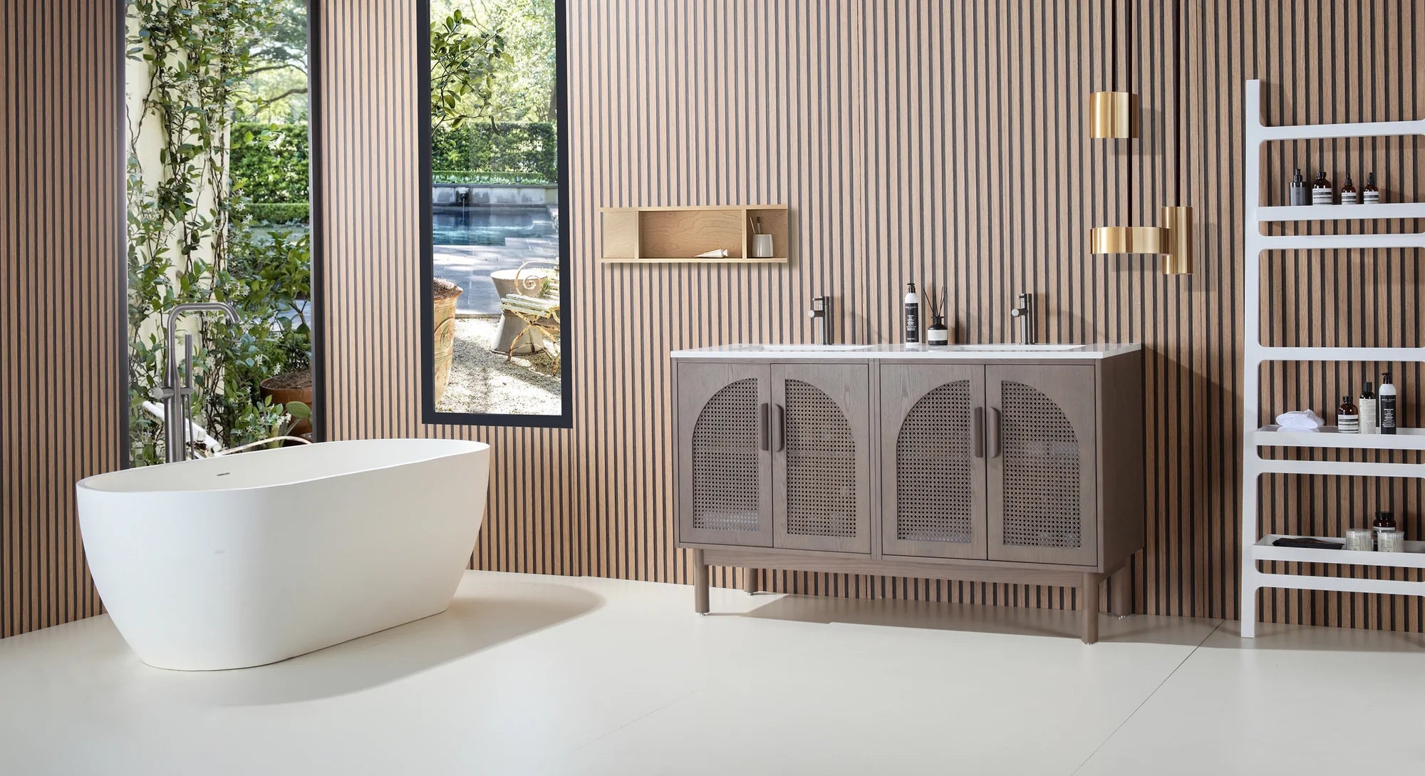 NARA DOUBLE MID-CENTURY FREESTANDING BATHROOM VANITY
