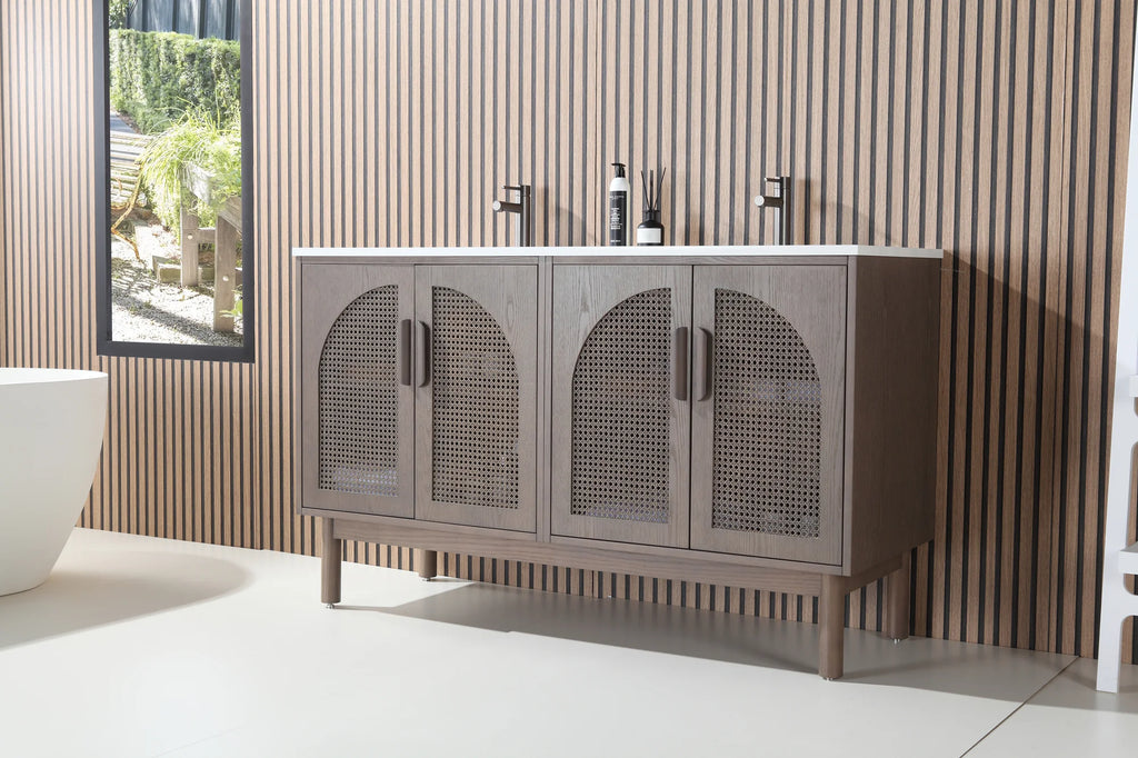 NARA DOUBLE MID-CENTURY FREESTANDING BATHROOM VANITY