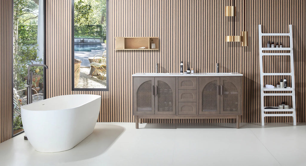NARA DOUBLE MID-CENTURY FREESTANDING BATHROOM VANITY
