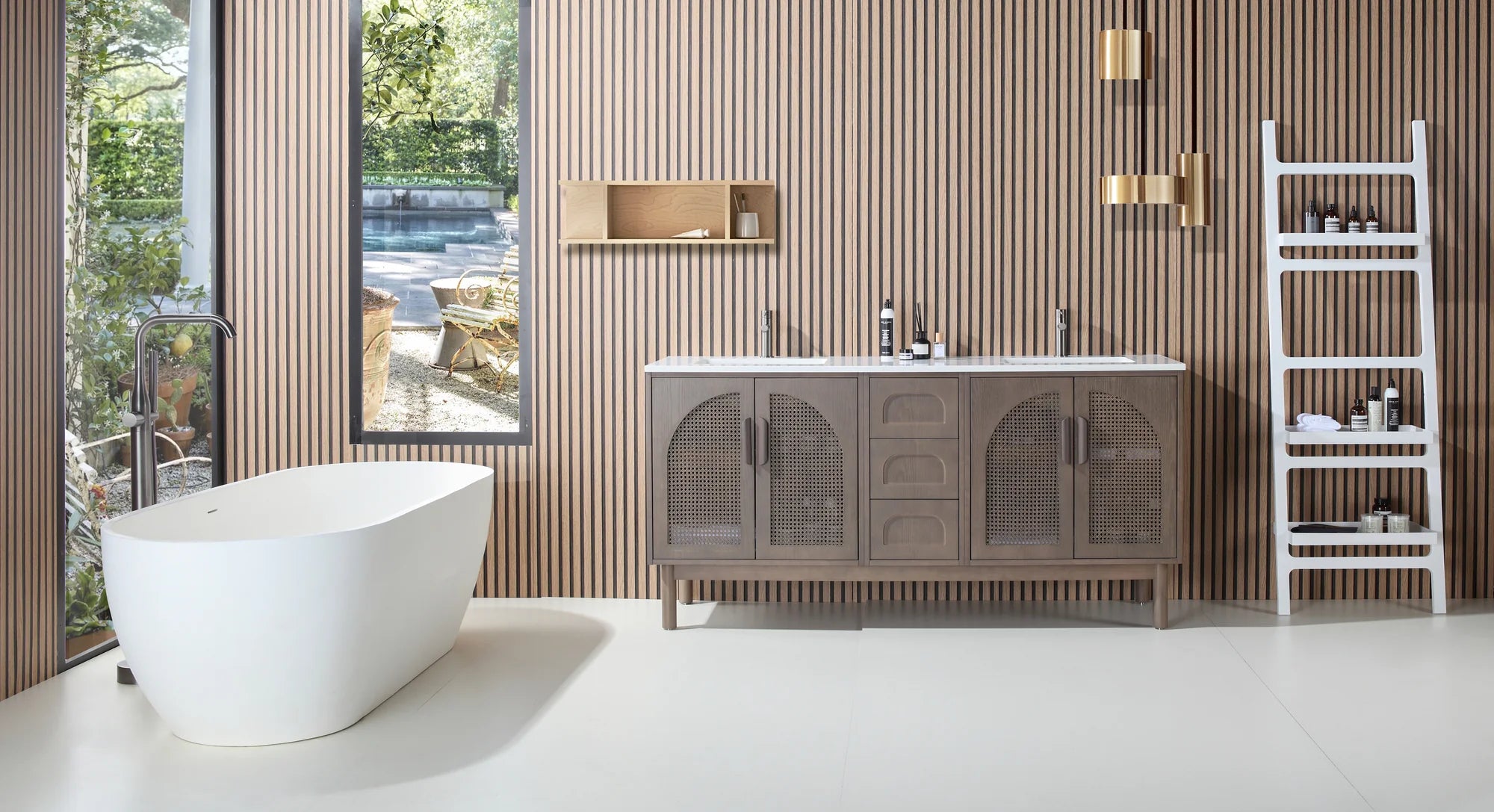 NARA DOUBLE MID-CENTURY FREESTANDING BATHROOM VANITY