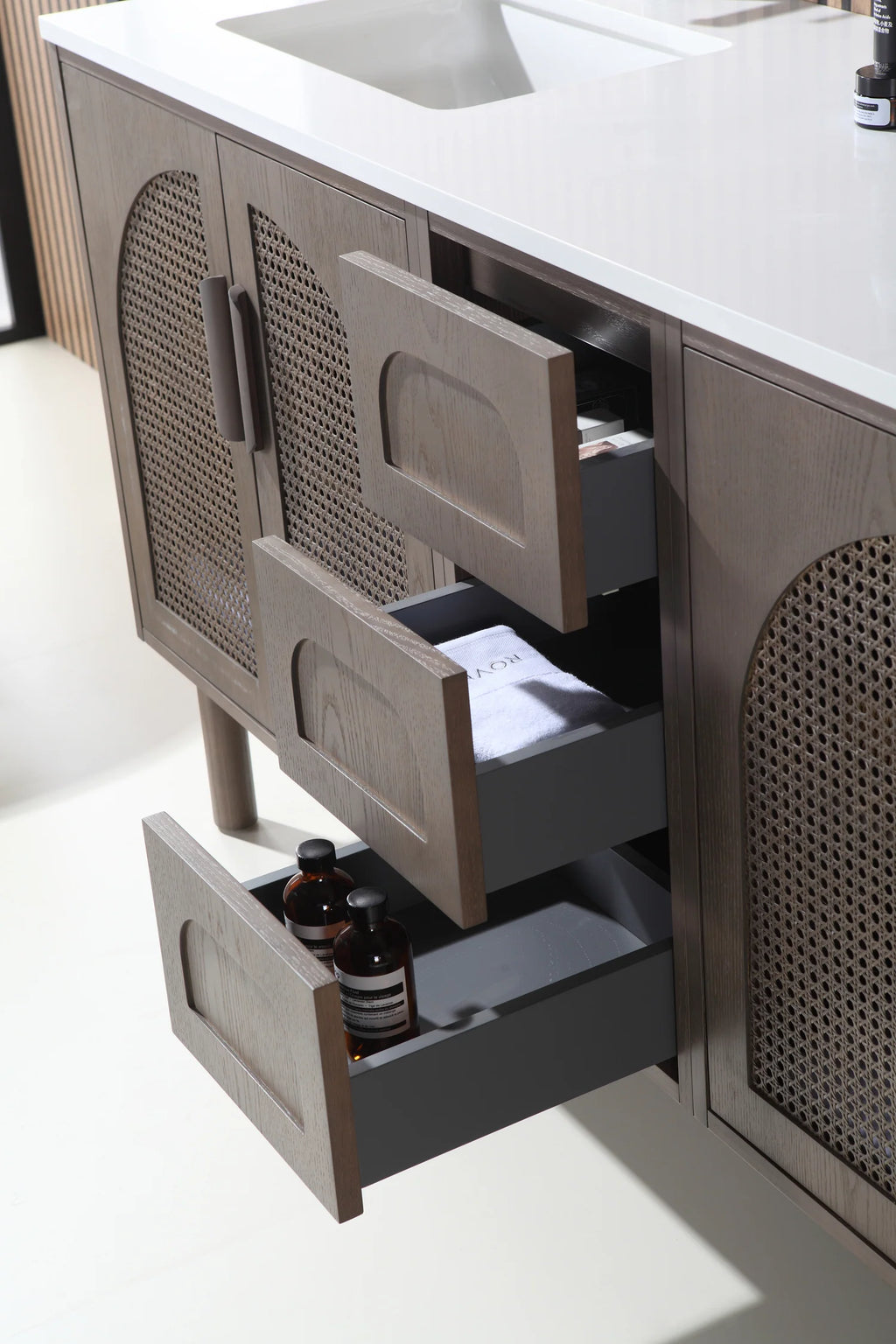 NARA DOUBLE MID-CENTURY FREESTANDING BATHROOM VANITY