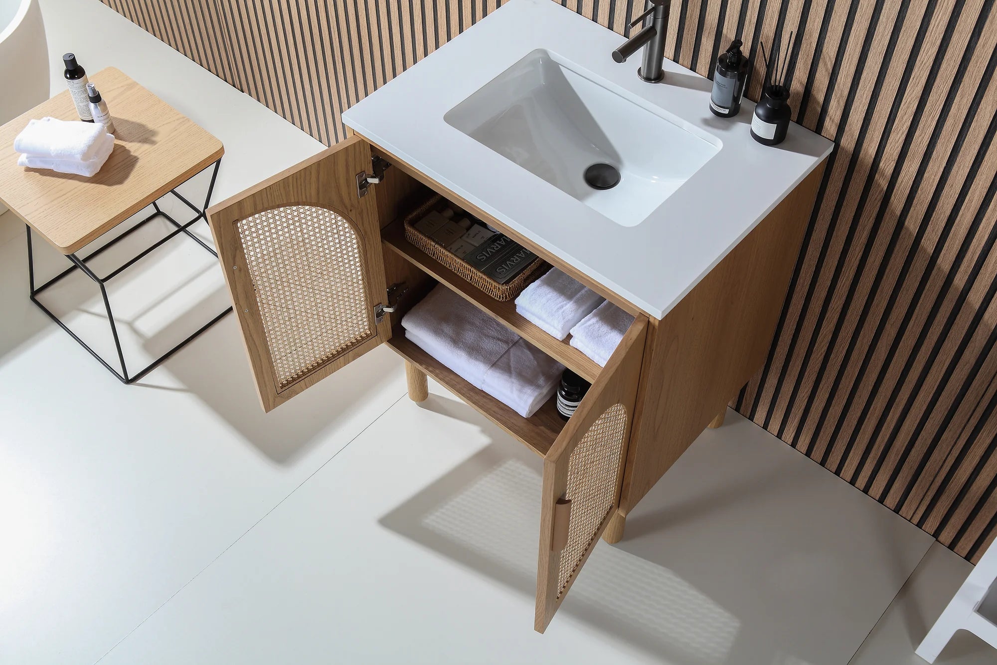 NARA SINGLE MID-CENTURY FREESTANDING BATHROOM VANITY