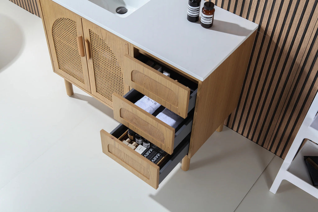 NARA SINGLE MID-CENTURY FREESTANDING BATHROOM VANITY