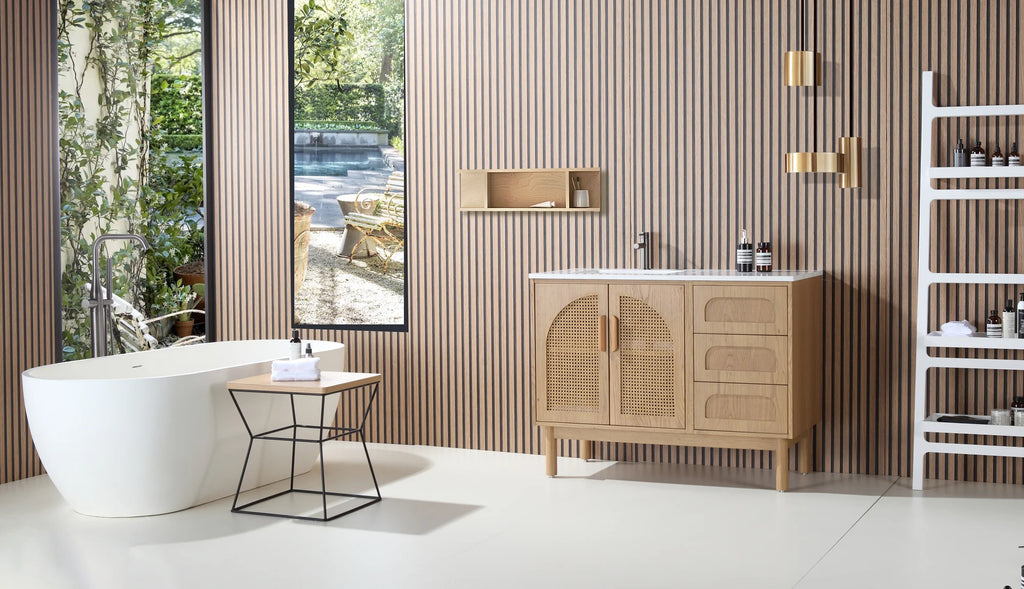 NARA SINGLE MID-CENTURY FREESTANDING BATHROOM VANITY