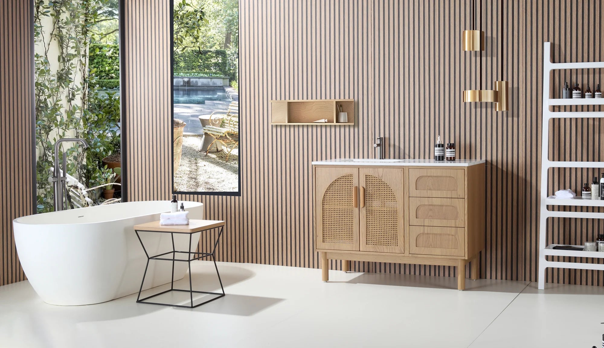 NARA SINGLE MID-CENTURY FREESTANDING BATHROOM VANITY