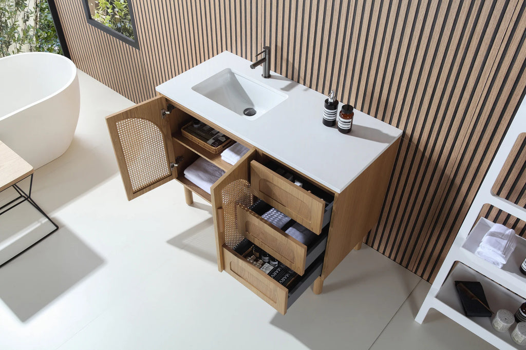 NARA SINGLE MID-CENTURY FREESTANDING BATHROOM VANITY