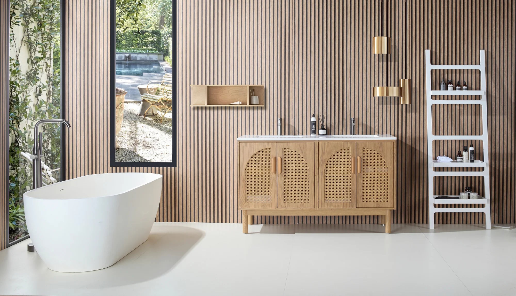 NARA DOUBLE MID-CENTURY FREESTANDING BATHROOM VANITY