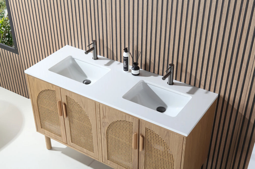 NARA DOUBLE MID-CENTURY FREESTANDING BATHROOM VANITY