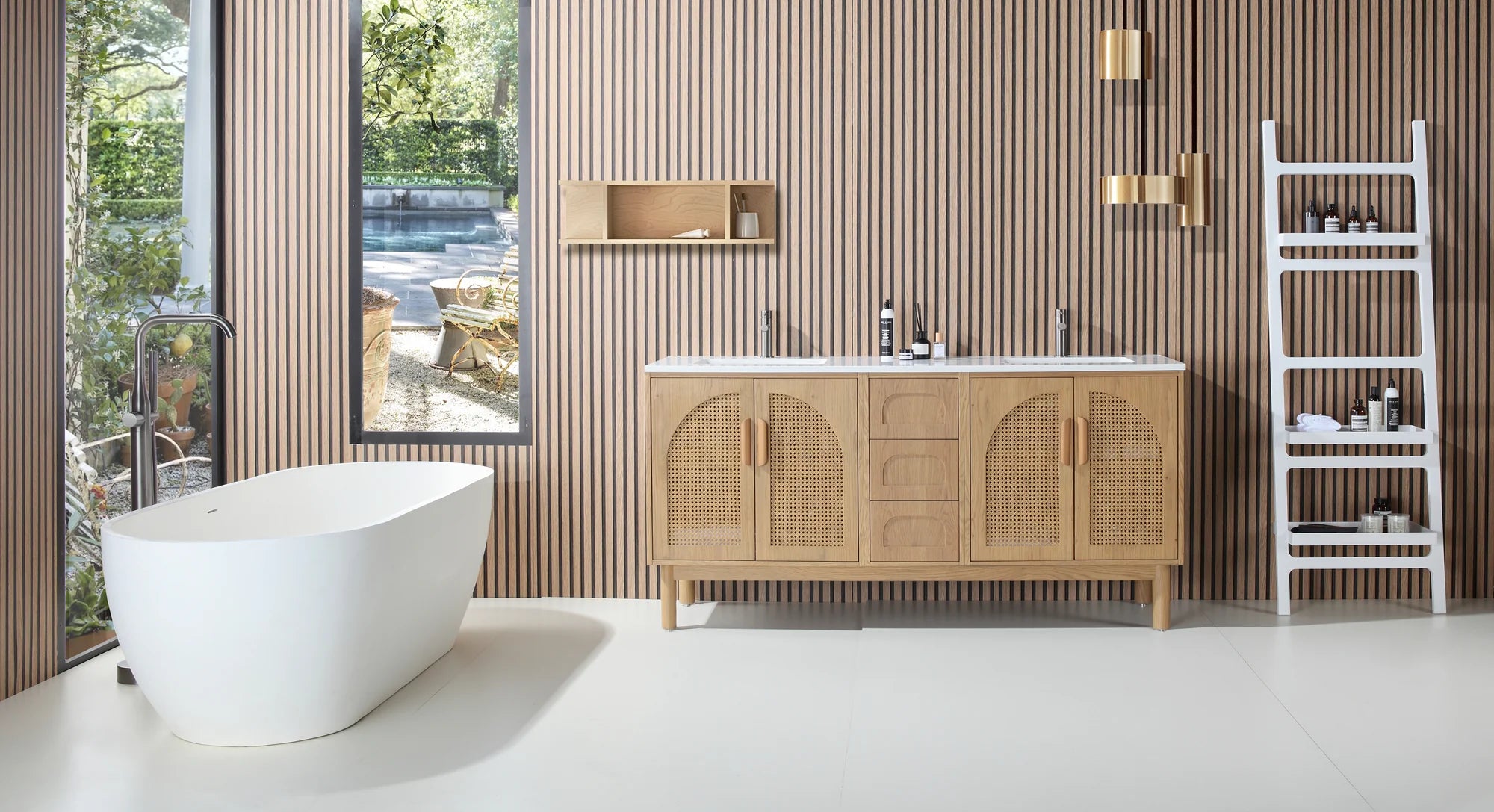 NARA DOUBLE MID-CENTURY FREESTANDING BATHROOM VANITY