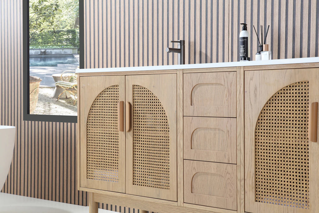 NARA DOUBLE MID-CENTURY FREESTANDING BATHROOM VANITY