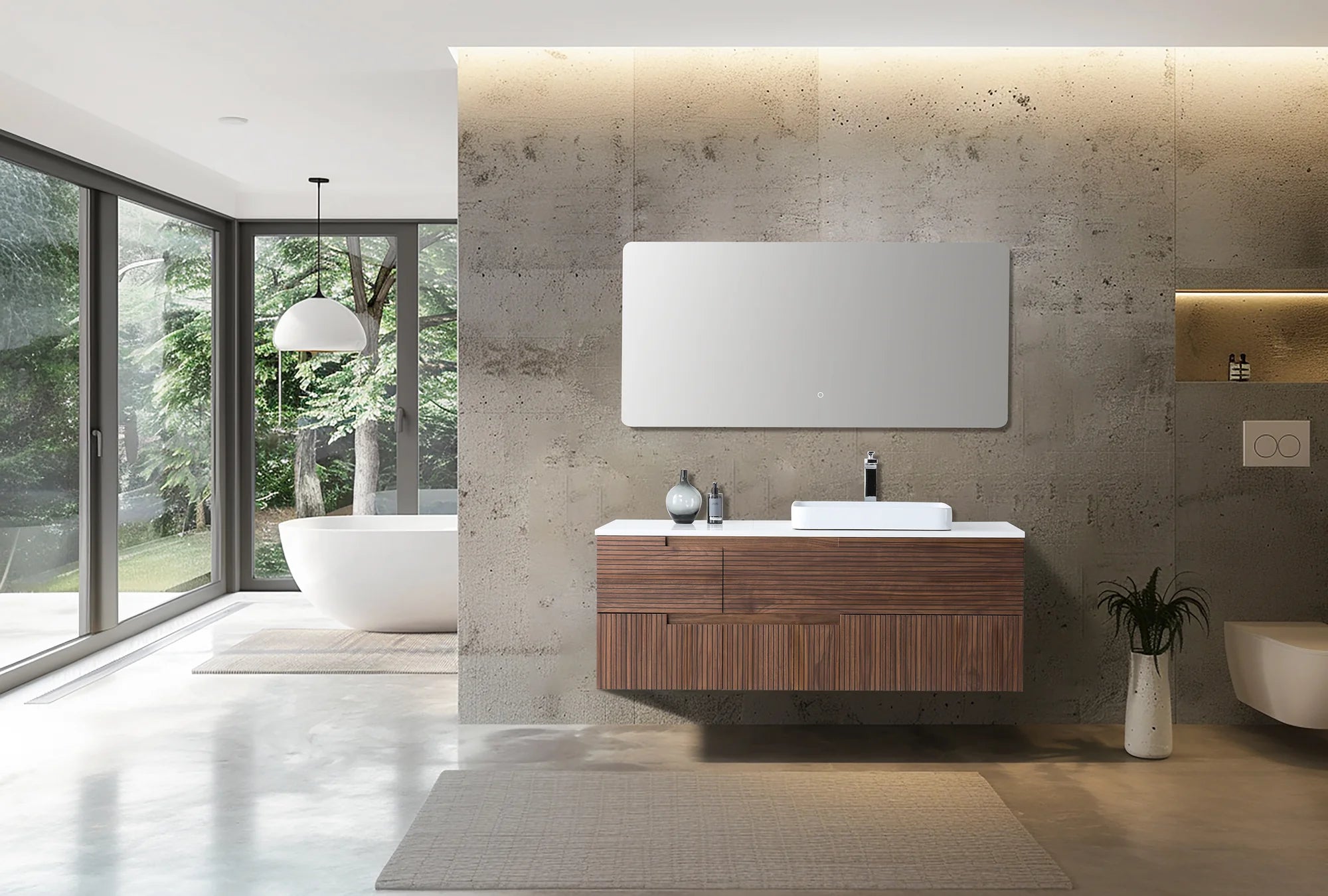 ORSA SINGLE WALNUT WALL MOUNT MODERN BATHROOM VANITY