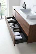 ORSA SINGLE WALNUT WALL MOUNT MODERN BATHROOM VANITY